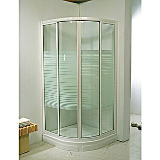 Mampara de ducha semicircular Ada (L x An x Al: 90 x 90 x 185 cm, Espesor: 4 mm, Blanco)
