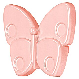 Pomo infantil para mueble (Plástico, Pink, Característica de diseño: Mariposa)