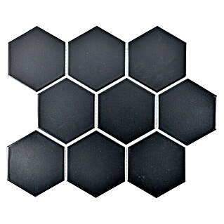 Mosaikfliese Hexagon Uni HX 115 (25,6 x 29,55 cm, Schwarz, Matt)