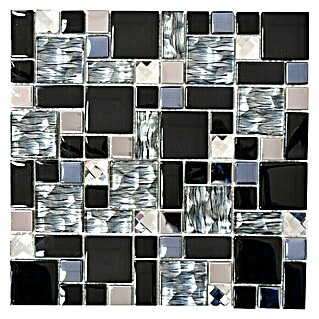 Mozaïektegel Crystal Mix XCM MC689 (30 x 30 cm, Zwart, Glanzend)