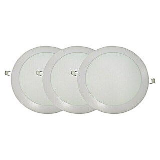 Set de focos LED empotrables redondos (18 W, Ø x Al: 22 x 1 cm, Blanco, 3 ud., Blanco frío)
