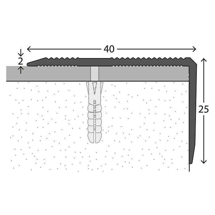 LOGOCLIC Treppenkantenprofil 293 (Edelstahl matt, 1 m x 40 mm x 25 mm, Montageart: Schrauben)