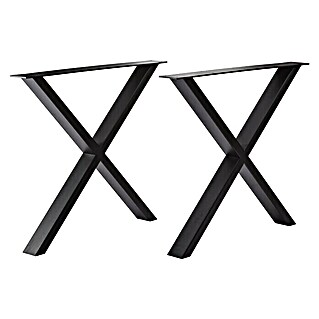 Pur Iternal Black Edition Tischbein (700 x 100 x 723 mm, Schwarz, X-Form, 2 Stk., Passend für: Tischplatten Breite 80 – 90 cm)