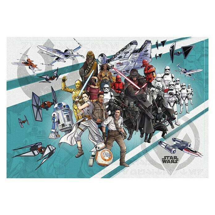 Komar Star Wars Fototapete Cartoon Collage Wide (8-tlg., 400 x 280 cm, Vlies)