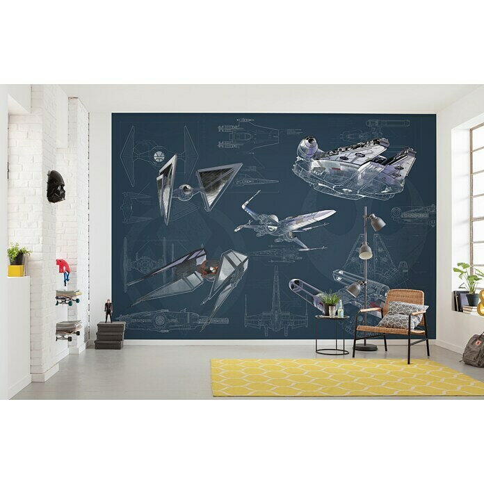 Komar Star Wars Fototapete Blueprint Dark (400 x 280 cm, Vlies)