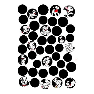 Komar Disney Edition 4 Dekosticker 101 Dalmatiner Dots (44 -tlg., Schwarz/Weiß/Rot)