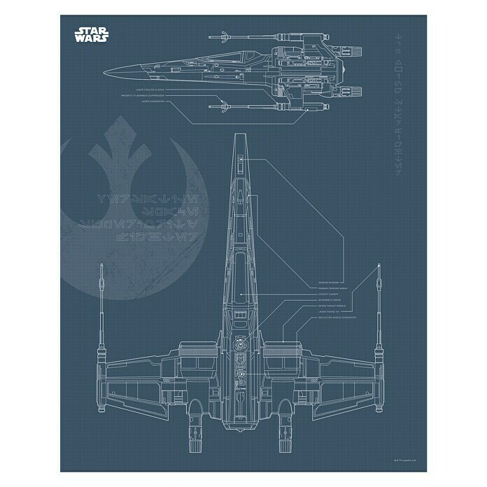 Komar Star Wars Wandbild Blueprint X-Wing (50 x 70 cm, Vlies)