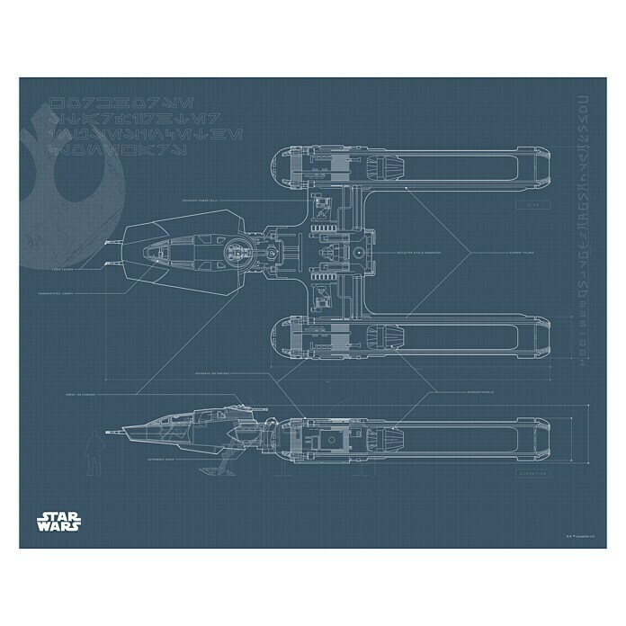 Komar Star Wars Poster EP9 Blueprint Y-Wing 