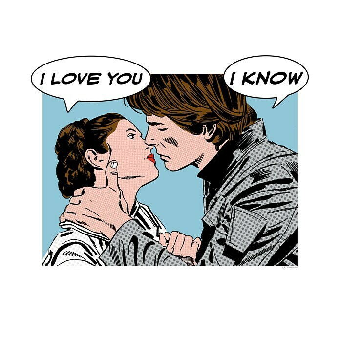 Komar Star Wars Wandbild Comic Quote Leia Han (50 x 40 cm, Vlies)