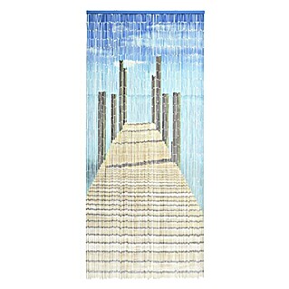 Conacord Perlenvorhang Bridge (Blau/Beige/Weiß, 90 x 200 cm, Bambusstäbchen)