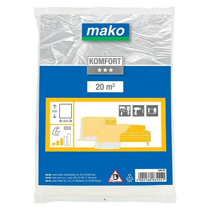Mako Schildersafdekfolie (5 x 4 m, Gemiddeld sterk)