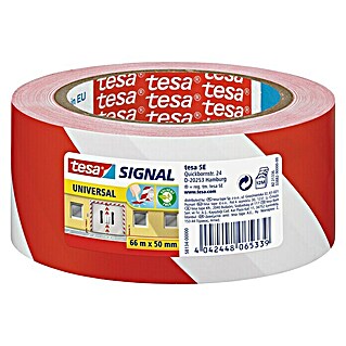 Tesa Warnband Signal (L x B: 66 m x 50 mm, Rot/Weiß)