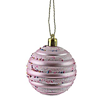 Kerstbal (Roze, Kunststof, Diameter: 6 cm)