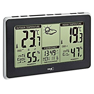 TFA Estación meteorológica con pantalla y sensor (Digital, Negro, 14 x 27 x 21 cm)