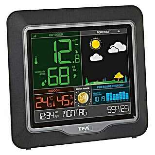 TFA Estación meteorológica con pantalla 1150 (Digital, Negro/Gris, 17 x 8,4 x 16,5 cm)