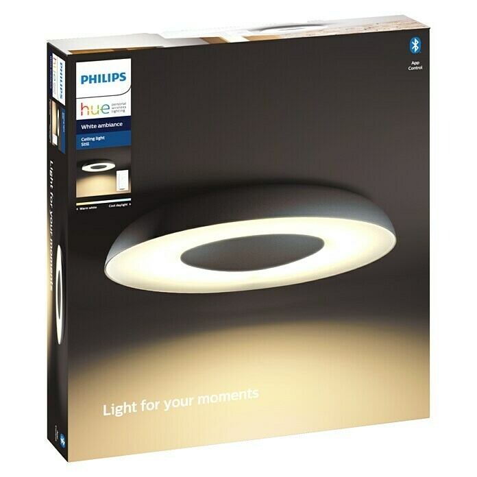 Philips Hue LED-Deckenleuchte rund Still (32 W, Schwarz, Durchmesser: 39,1 cm)