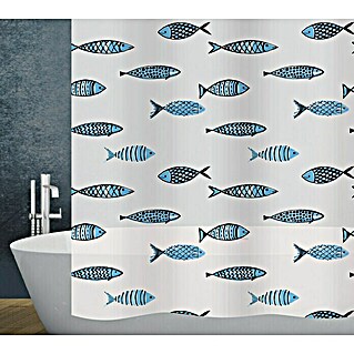 Diaqua Peva Duschvorhang Fish (180 x 200 cm, Blau/Weiß)