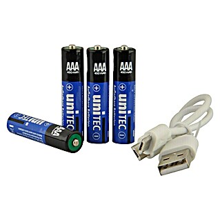 UniTEC Akku-Batterien (Micro AAA, 1 x USB 2.0 Micro B-Buchse, 4 Stk.)