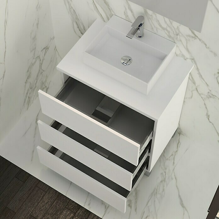 Mueble de lavabo Colours (46 x 80 x 83 cm, Blanco seda, Mate)