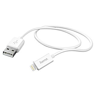 Hama USB-Ladekabel (Weiß, 1 m, USB A-Stecker, Lightning-Stecker)