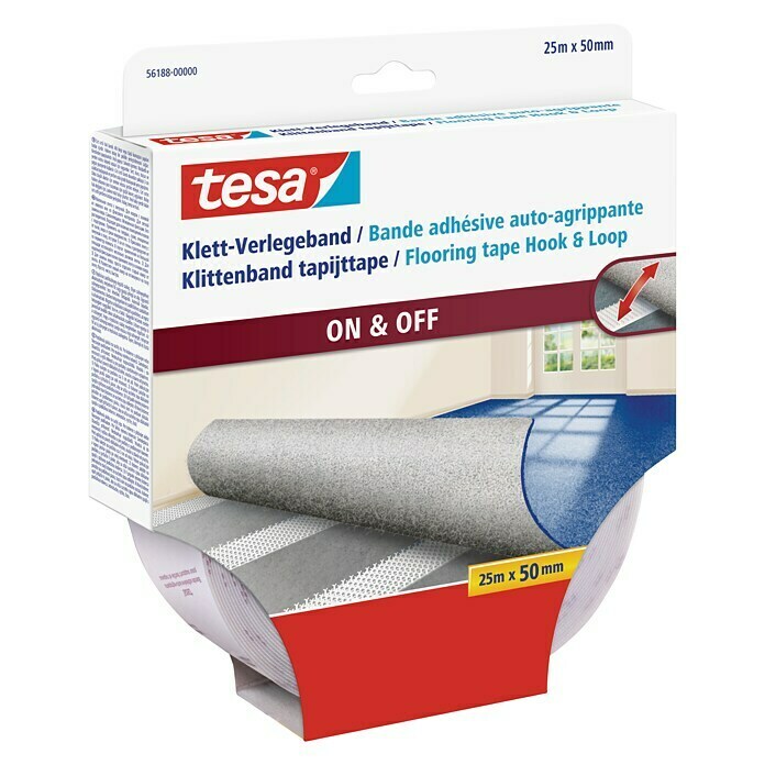 tesa Klett-Verlegeband (25 m x 50 mm, Geeignet für: Vlies/Filz)