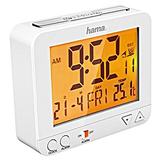Hama Funkwecker RC 550 (Digitales Display, Batteriebetrieben, Weiß, 9,5 x 2,5 x 8 cm)