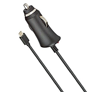 Cargador para automóvil Micro USB 1A (Negro, Longitud del cable: 1,85 m, Micro USB)