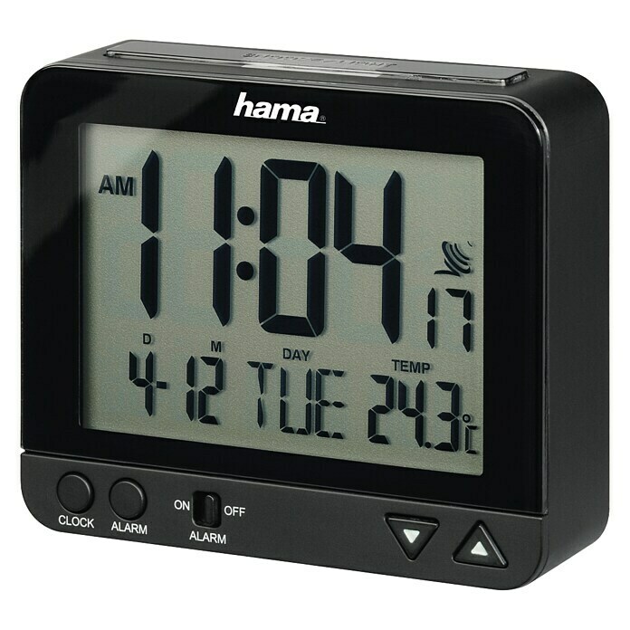 Hama Funkwecker RC 550 (Digitales Display, Batteriebetrieben, Schwarz, 9,5 x 2,5 x 8 cm)