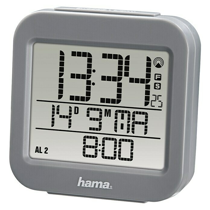 Hama Funkwecker RC 130 (Digitales Display, Batteriebetrieben, Grau, 7,8 x 3 x 7,8 cm)
