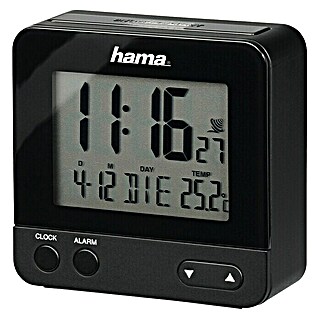 Hama Funkwecker RC 540 (Digitales Display, Batteriebetrieben, Schwarz, 6,5 x 2,2 x 6 cm)