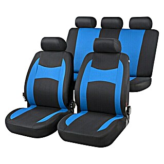 CarComfort Autositz-Bezugs-Set Fairmont (Schwarz/Blau, Polyester, 3 -tlg.)