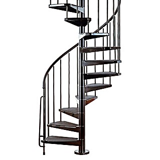 Fontanot Escalera de caracol Civik (Diámetro: 120 cm, Negro, Color peldaños: Negro, Altura de planta: 273 cm - 305 cm)
