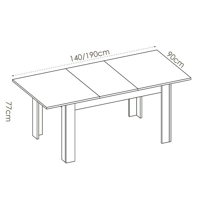 Mesa de comedor Dine (L x An x Al: 90 x 140 x 77 cm, Gris)