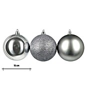 Christbaumkugel-Mix (Silber, Kunststoff, Durchmesser: 15 cm, 3 Stk.)