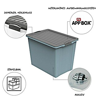 Rotho Stapelbox Compact Eco (L x B x H: 57 x 39,5 x 43,5 cm, Kunststoff, Horizon Blue)