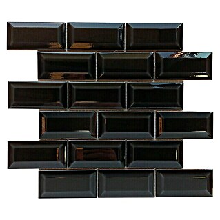 Baldosa de mosaico Mini-Metro (30 x 30 cm, Negro)