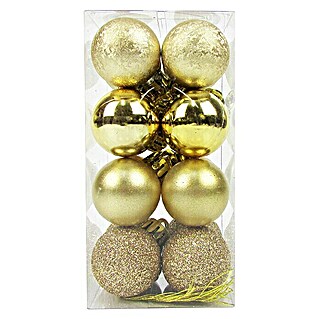 Kerstballen, mix (Goud, Kunststof, Diameter: 3 cm, 16 stk.)