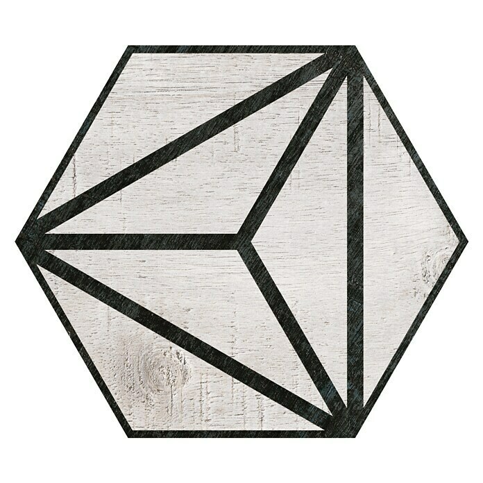 Feinsteinzeugfliese Hexagon Tribeca Grey (25 x 22 cm, Grau/Schwarz, Glasiert)