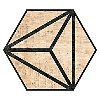 Feinsteinzeugfliese Hexagon Tribeca Grey (22 x 25 cm, Schwarz/Beige, Matt)