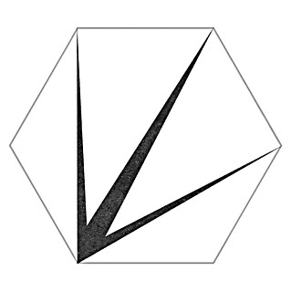 Feinsteinzeugfliese Hexagon Trident Blanco (22 x 25 cm, Weiß/Schwarz, Matt)