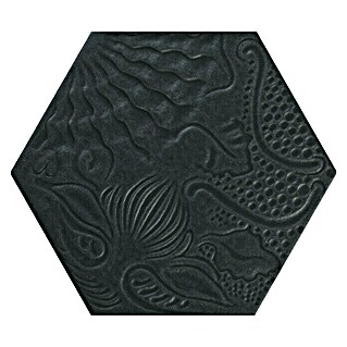 Feinsteinzeugfliese Hexagon Gaudi Black (22 x 25 cm, Schwarz, Matt)