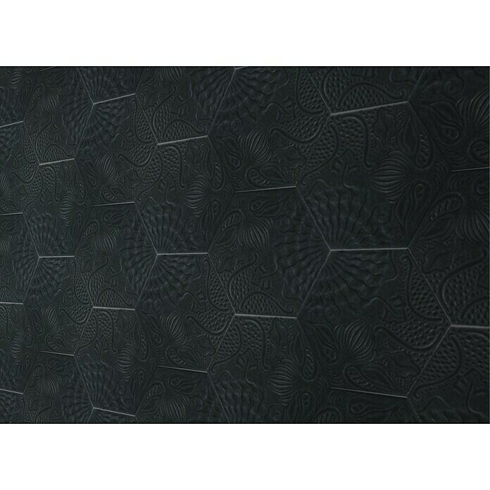 Feinsteinzeugfliese Hexagon Gaudi Black (25 x 22 cm, Schwarz, Glasiert)