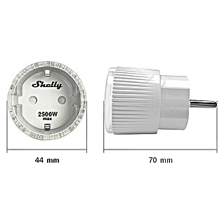 Shelly WiFi-Schaltsteckdose Plug S (Weiß, 12 A, Max. Anschlussleistung: 2.500 W)