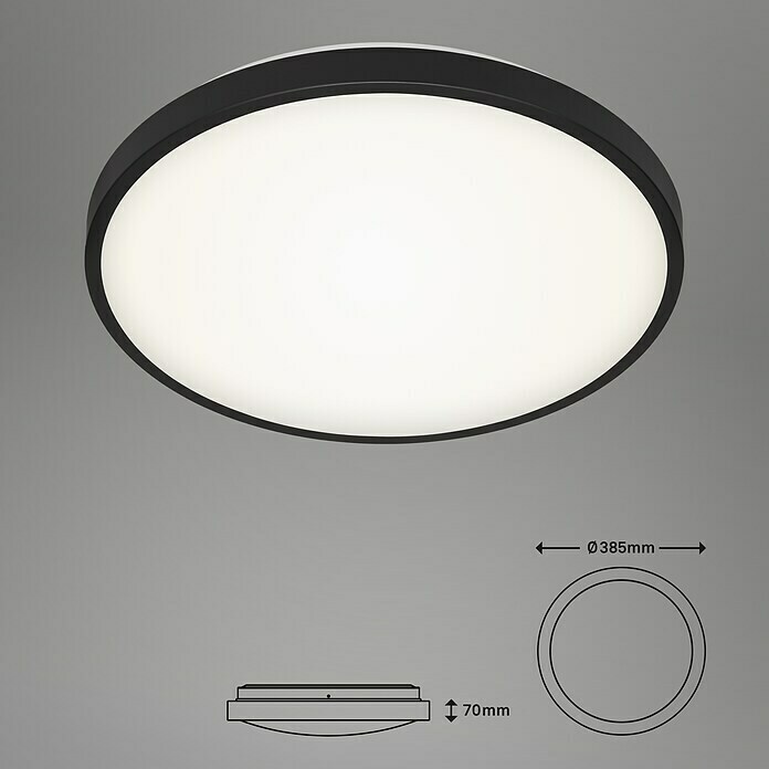 Brilo Plafón LED redondo (24 W, Negro, Ø x Al: 385 mm x 7 cm)