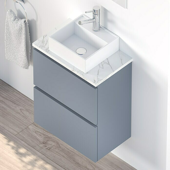 Conjunto de mueble de baño Picolo (50 cm, Azul, Mate)