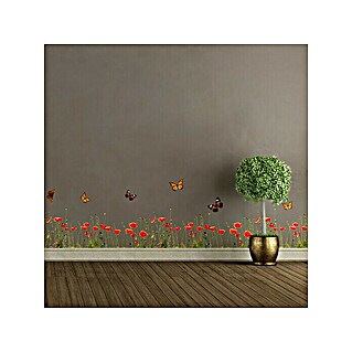 Dekorativna naljepnica Poppies & Butterflies (30 x 200 cm)
