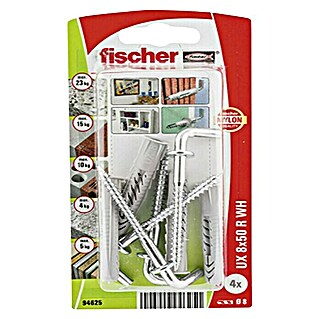 Univerzalne tiple Fischer UX s vijcima (Promjer tiple: 8 mm, Duljina tiple: 50 mm, Sadržaj: 4 kom)