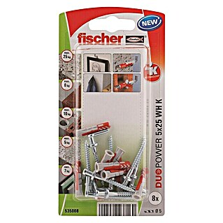Fischer Duopower Komplet tipli (Promjer tiple: 5 mm, Duljina tiple: 25 mm, Kutna kuka, 8 Kom.)