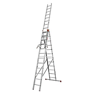 Krause Monto Višenamjenske ljestve na izvlačenje (Radna visina: 9,3 m, 3 x 12 prečki, Funkcija stepenica, Aluminij)