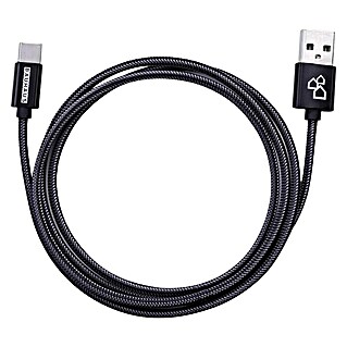 BAUHAUS USB kabel za punjenje (Crne boje, 1 m, Utikač USB A, utikač USB C)